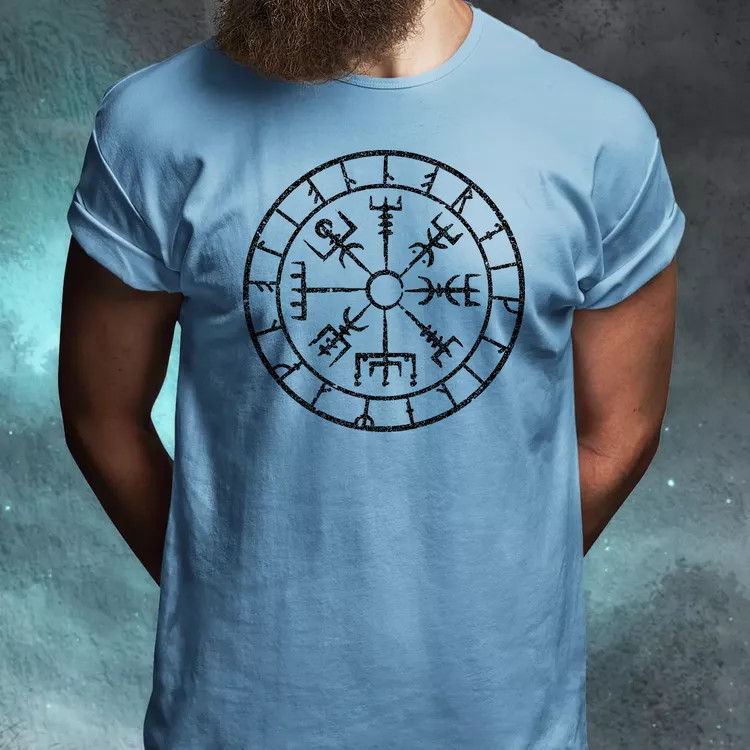 Vegvísir fekete férfi póló