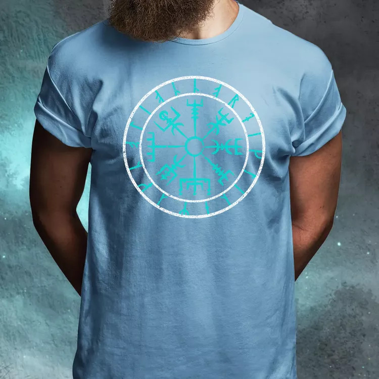 Vegvísir türkiz férfi póló