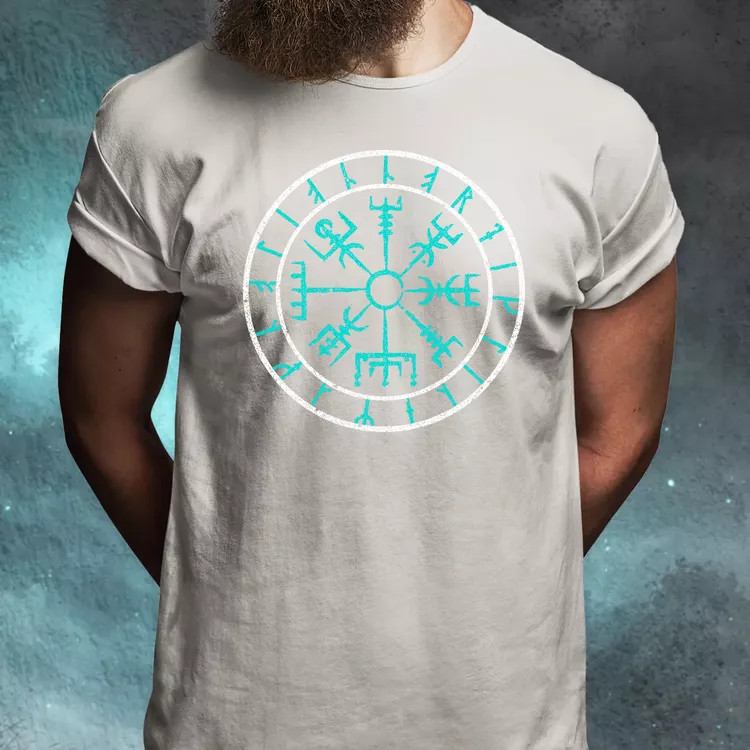 Vegvísir türkiz férfi póló
