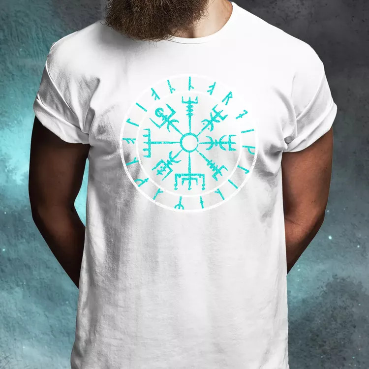 Vegvísir türkiz férfi póló