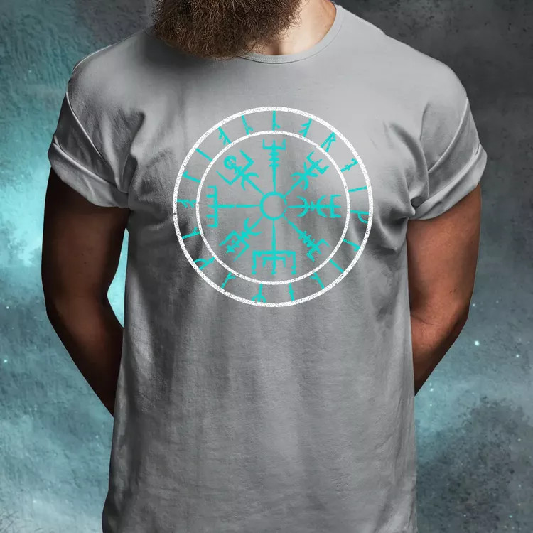 Vegvísir türkiz férfi póló