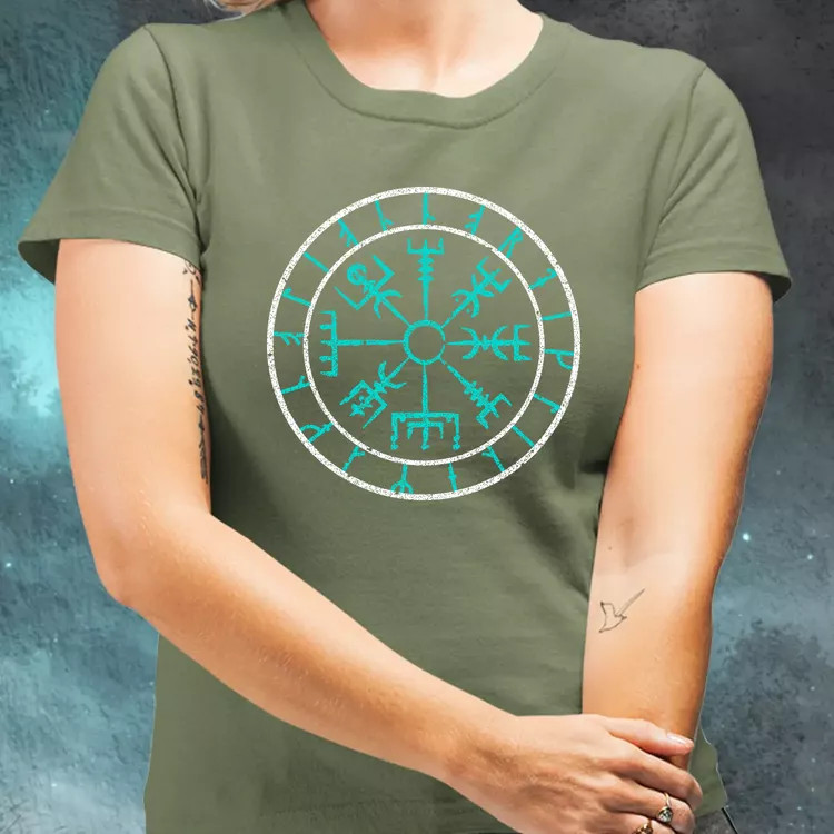 Vegvísir türkiz női póló