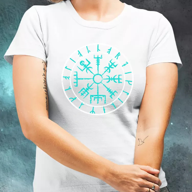Vegvísir türkiz női póló