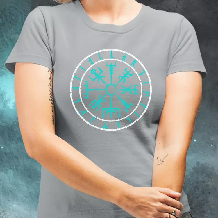 Vegvísir türkiz női póló