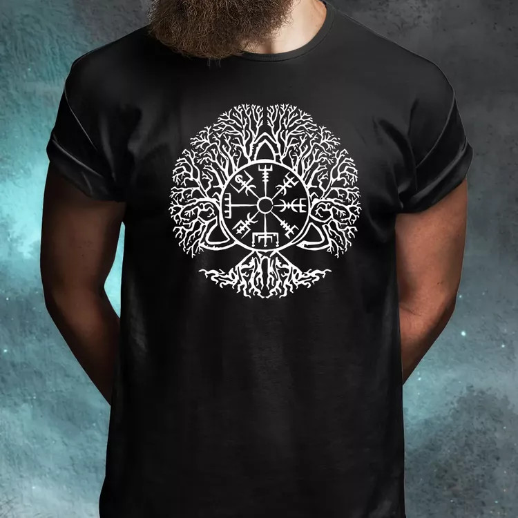 Vegvísir Yggdrasil férfi póló