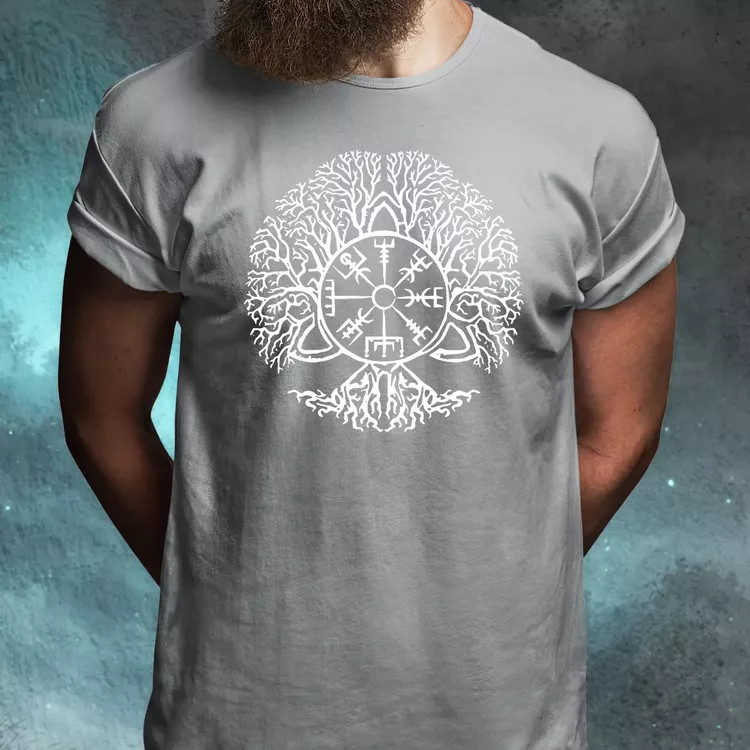 Vegvísir Yggdrasil férfi póló