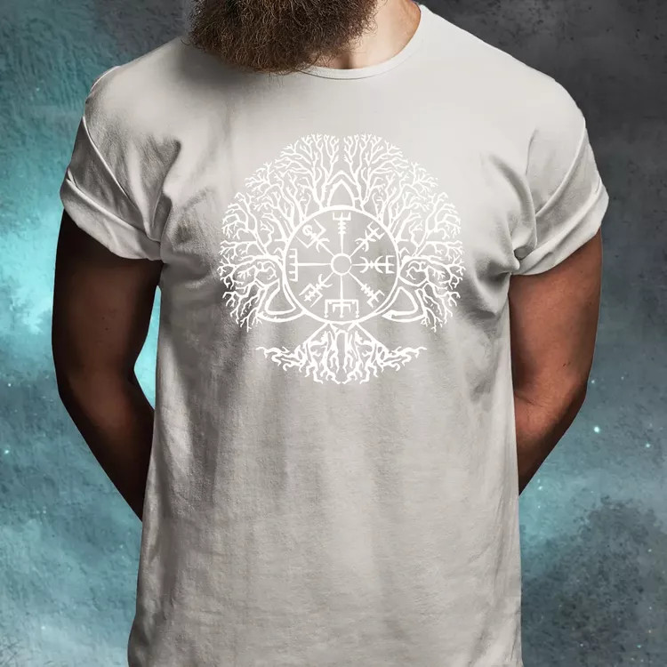 Vegvísir Yggdrasil férfi póló