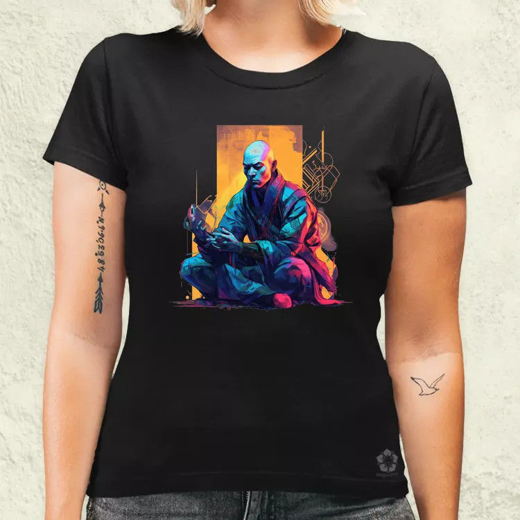 Cyberpunk retrofuturista szerzetes női póló