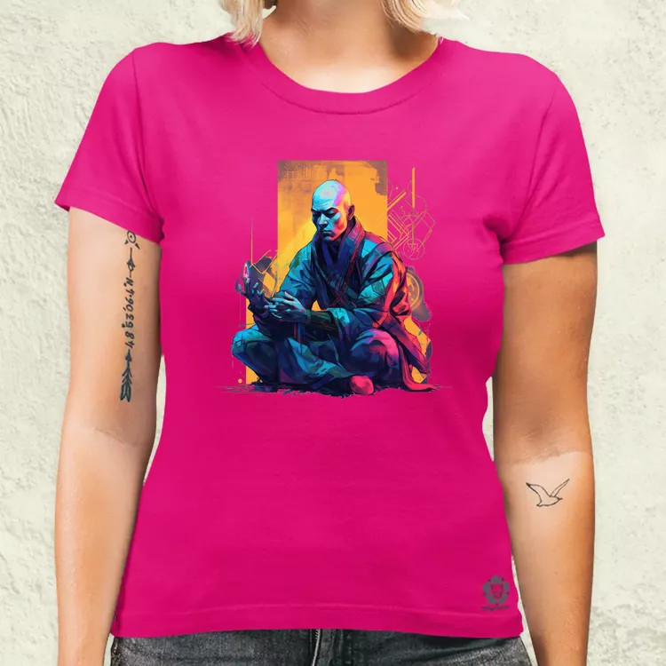 Cyberpunk retrofuturista szerzetes női póló