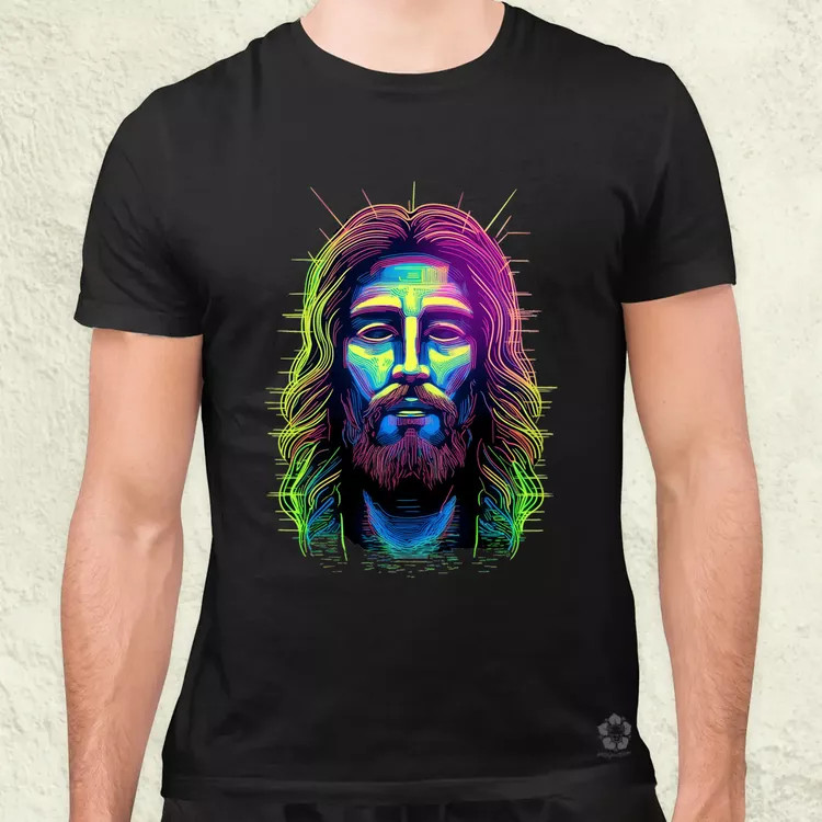 Retró neon Jézus v5 férfi póló