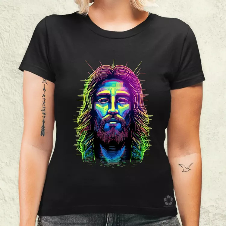 Retró neon Jézus v5 női póló