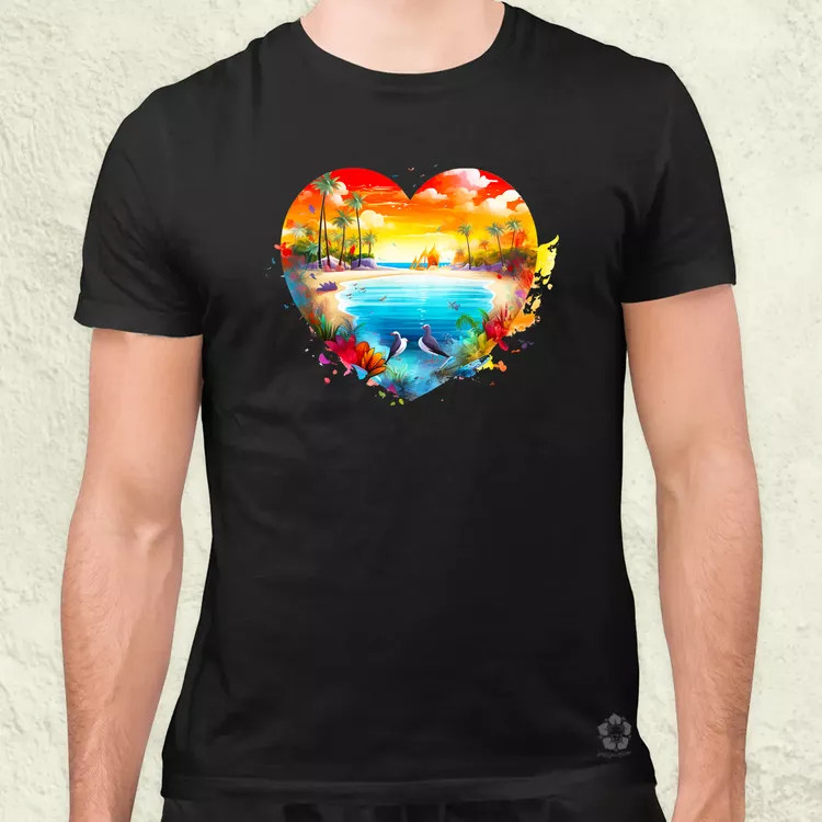 Strand szív v2 férfi póló