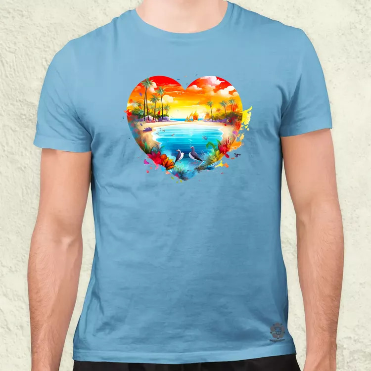 Strand szív v2 férfi póló