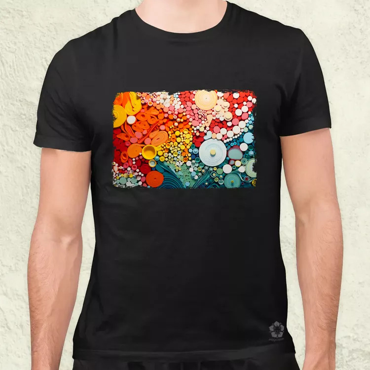 Pointillizmus Virágos rét férfi póló