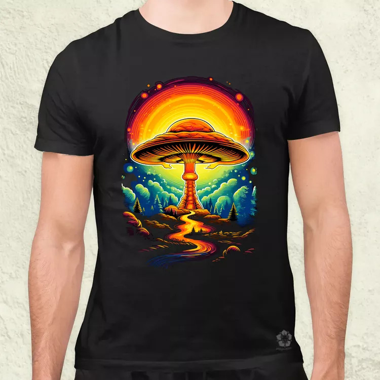 Pszichedelikus gomba UFO v2 férfi póló