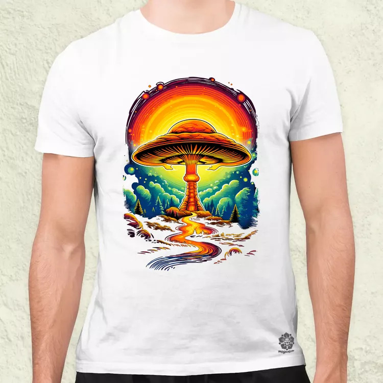 Pszichedelikus gomba UFO v2 férfi póló