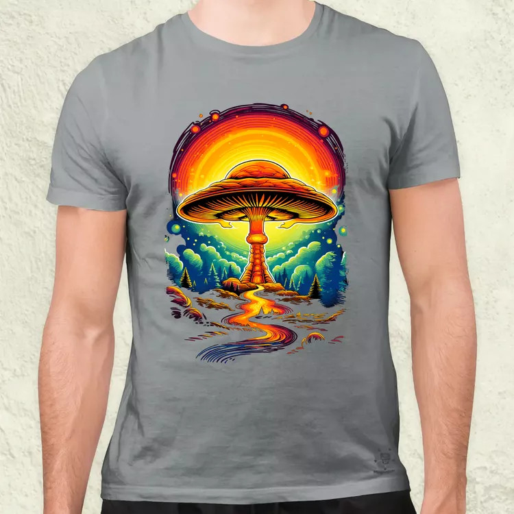 Pszichedelikus gomba UFO v2 férfi póló