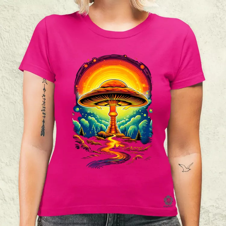 Pszichedelikus gomba UFO v2 női póló