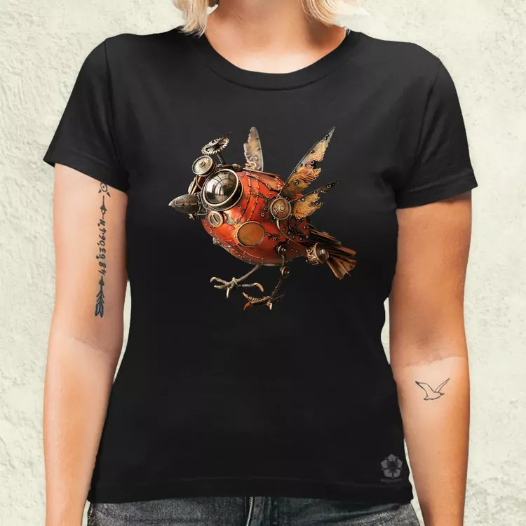 Steampunk madár v1 női póló