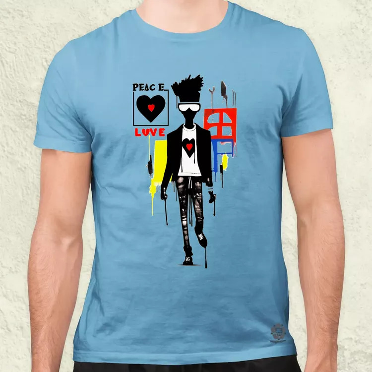 Basquiat béke és szeretet v8 férfi póló