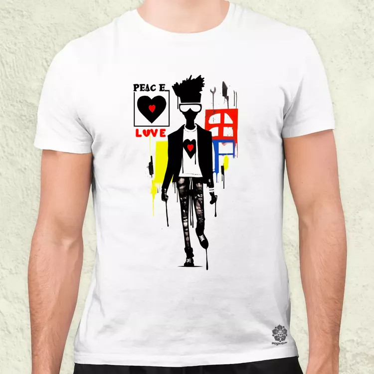 Basquiat béke és szeretet v8 férfi póló