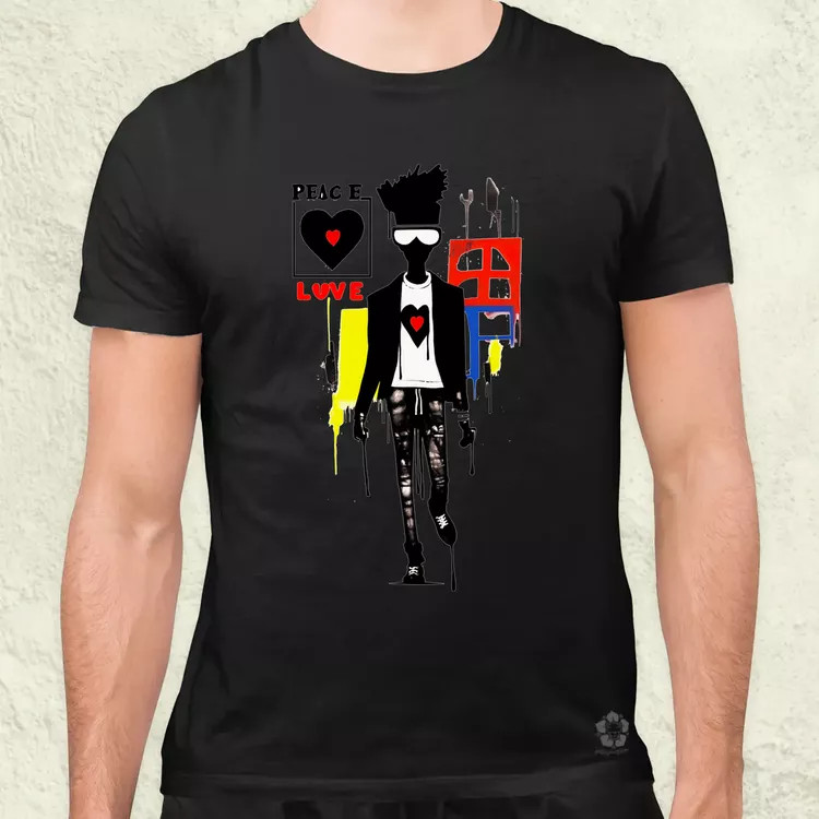 Basquiat béke és szeretet v8 férfi póló
