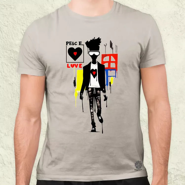 Basquiat béke és szeretet v8 férfi póló