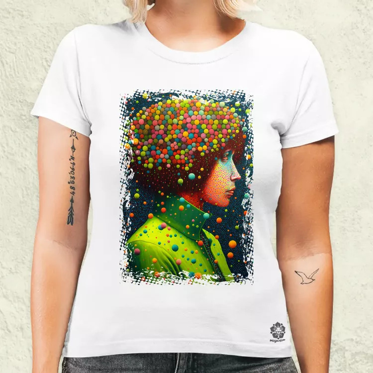 Pointillizmus merengés női póló