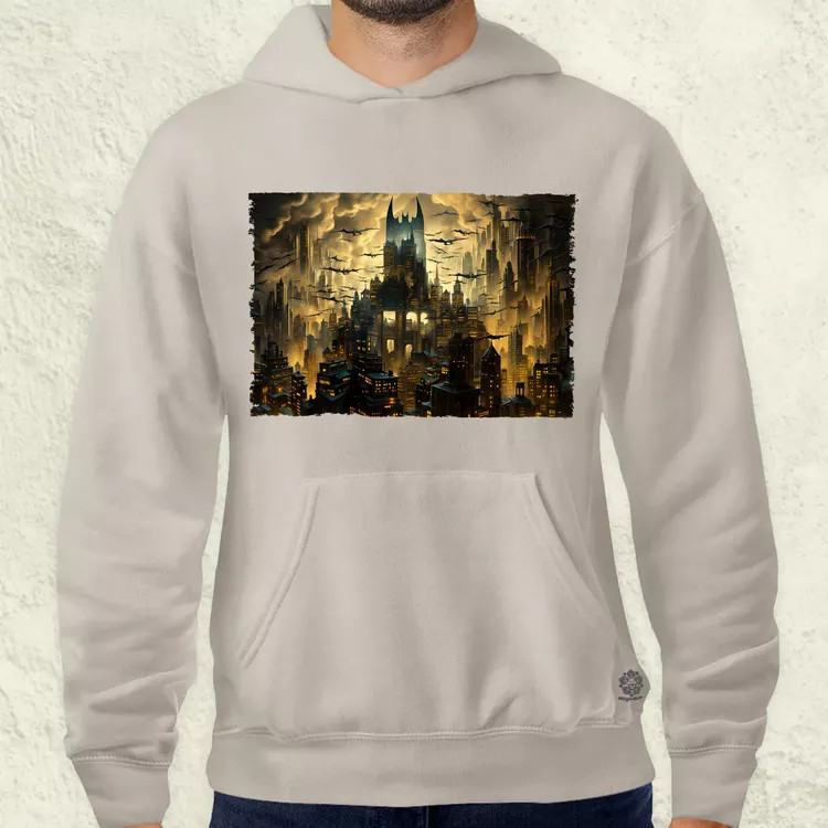 Pareidolia Batman város fantázia v4 férfi pulóver