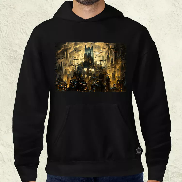 Pareidolia Batman város fantázia v4 férfi pulóver
