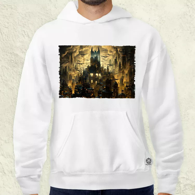 Pareidolia Batman város fantázia v4 férfi pulóver