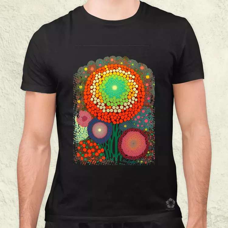 Pointillizmus virágzás férfi póló