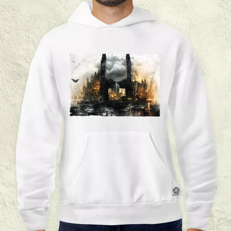 Pareidolia Batman város fantázia v5 férfi pulóver