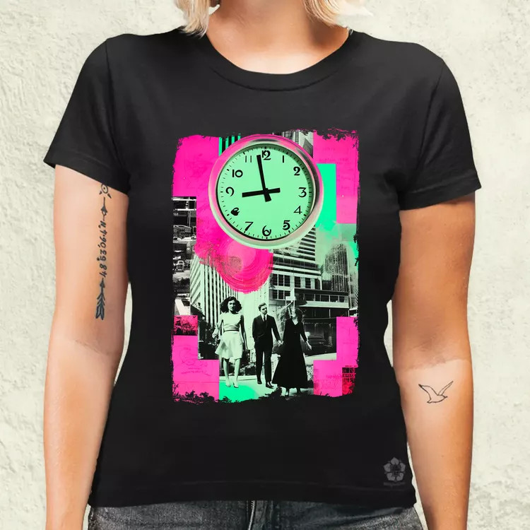 Pop art idő kollázs v1 női póló