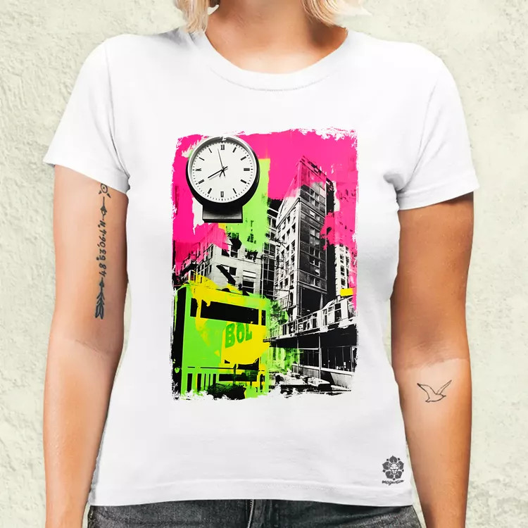 Pop art idő kollázs v2 női póló