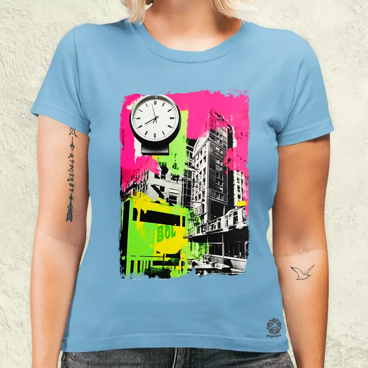 Pop art idő kollázs v2 női póló