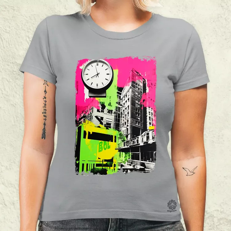 Pop art idő kollázs v2 női póló