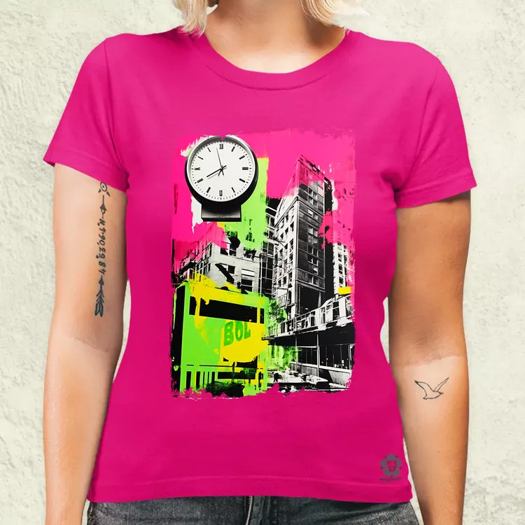 Pop art idő kollázs v2 női póló