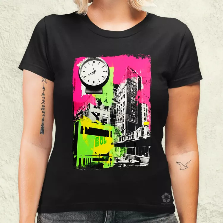 Pop art idő kollázs v2 női póló