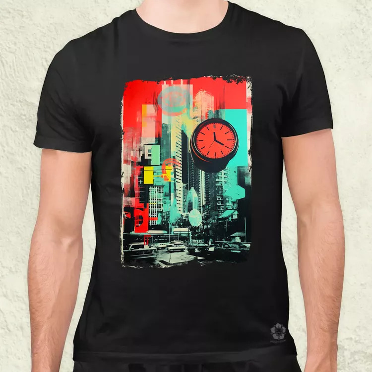 Pop art idő kollázs v3 férfi póló