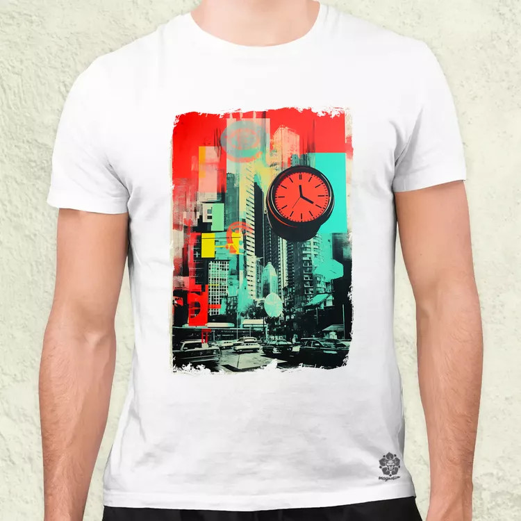 Pop art idő kollázs v3 férfi póló