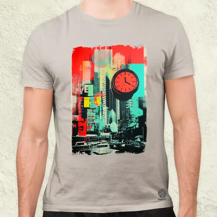 Pop art idő kollázs v3 férfi póló
