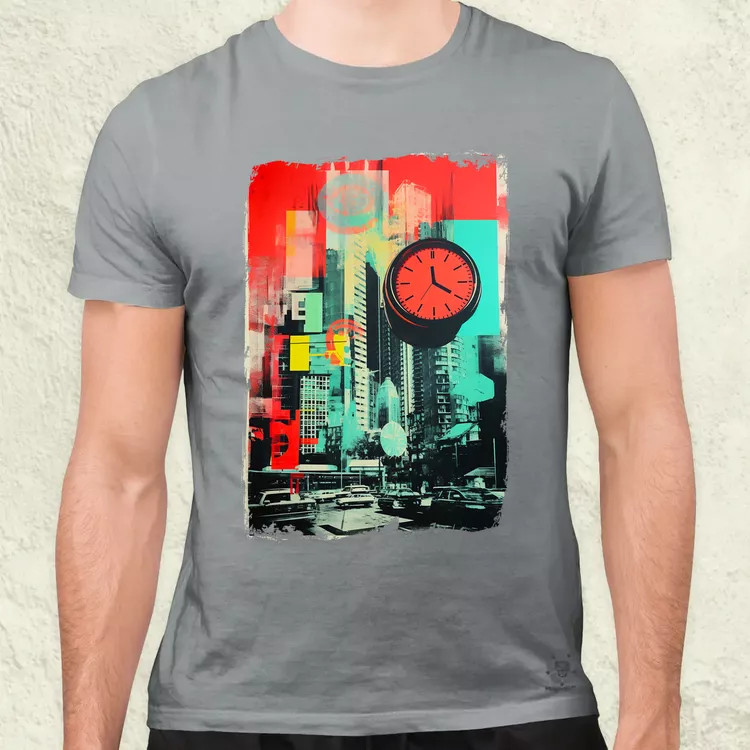 Pop art idő kollázs v3 férfi póló