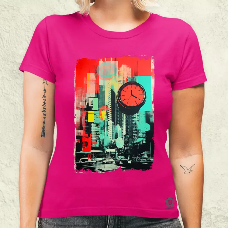 Pop art idő kollázs v3 női póló
