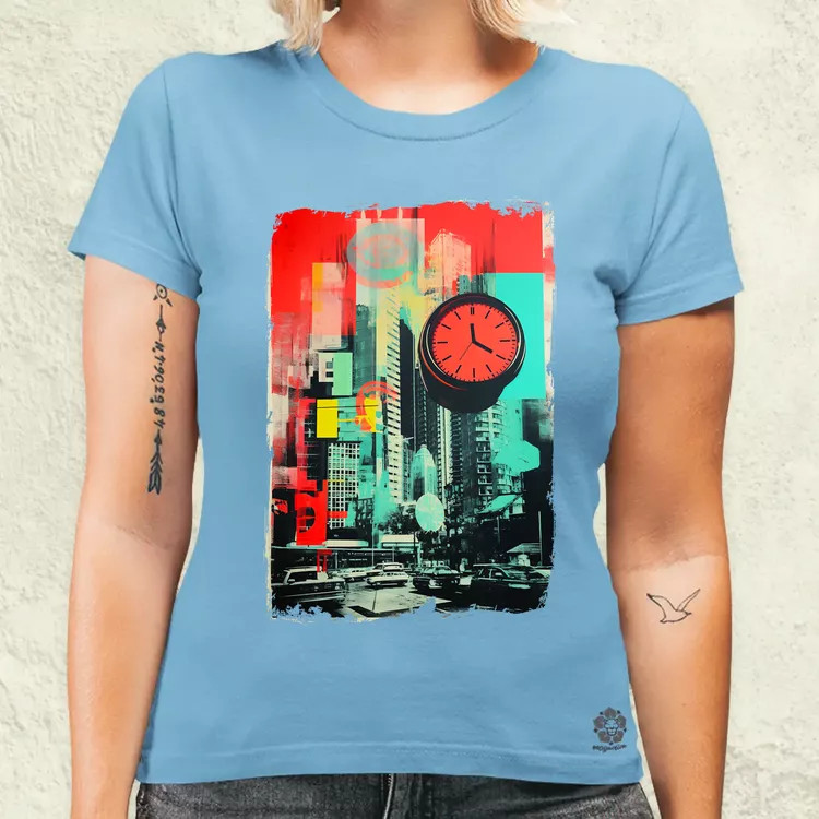 Pop art idő kollázs v3 női póló
