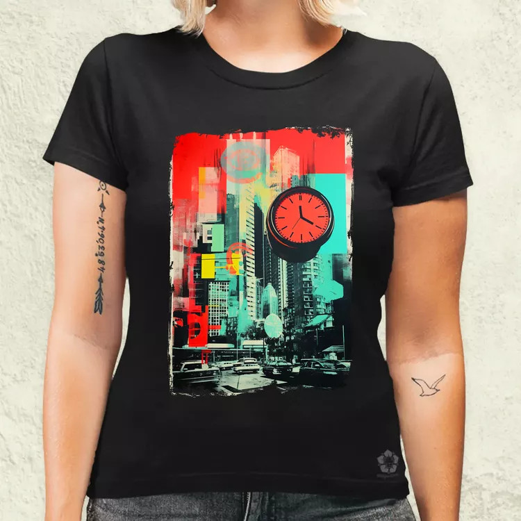 Pop art idő kollázs v3 női póló