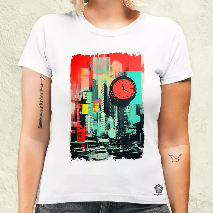 Pop art idő kollázs v3 női póló