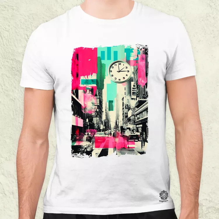 Pop art idő kollázs v4 férfi póló