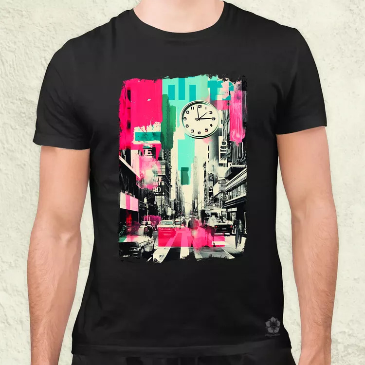 Pop art idő kollázs v4 férfi póló