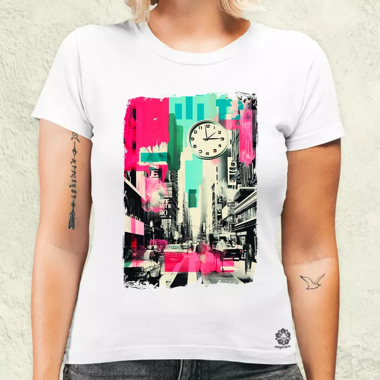 Pop art idő kollázs v4 női póló